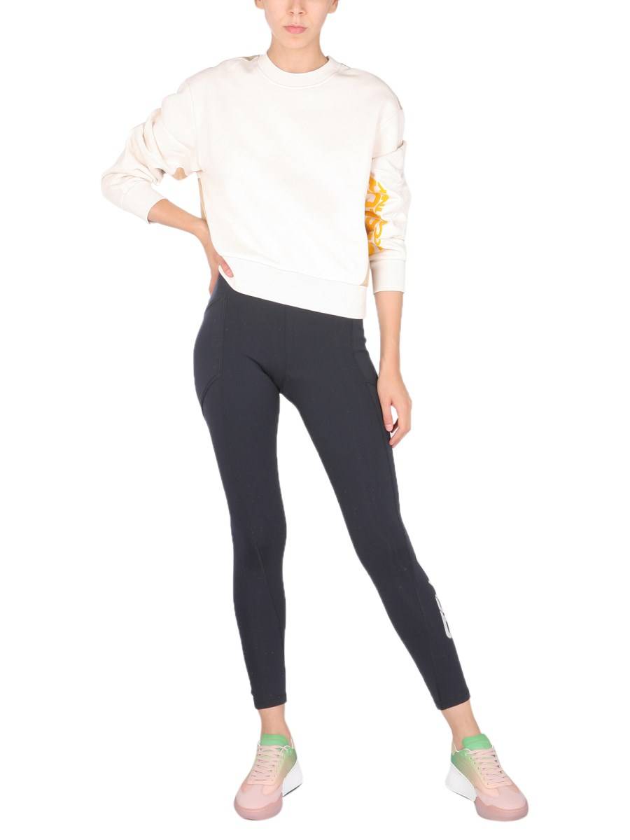 STELLA McCARTNEY FELPA OVERSIZE FIT IN COTONE CON LOGO FLOCCATO