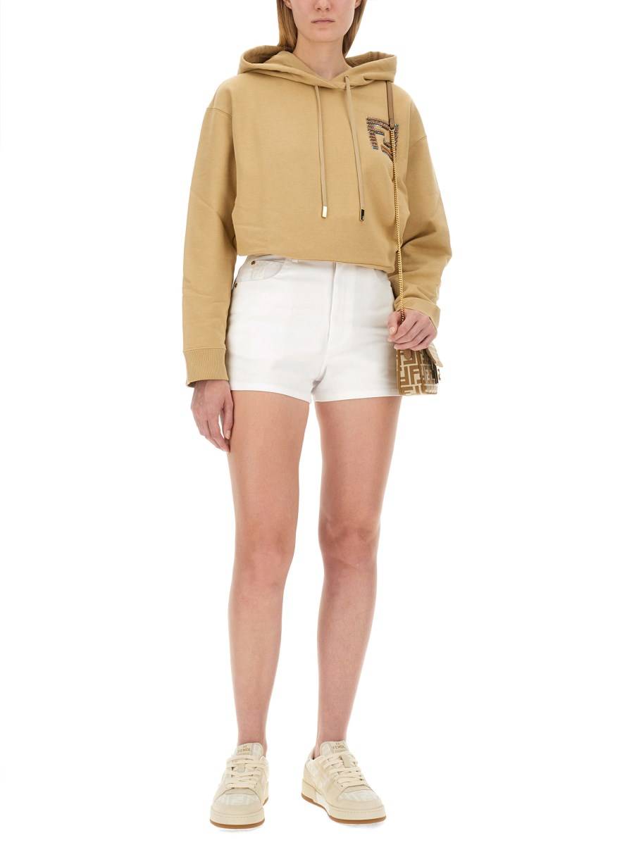 FENDI FELPA IN COTONE CON CAPPUCCIO