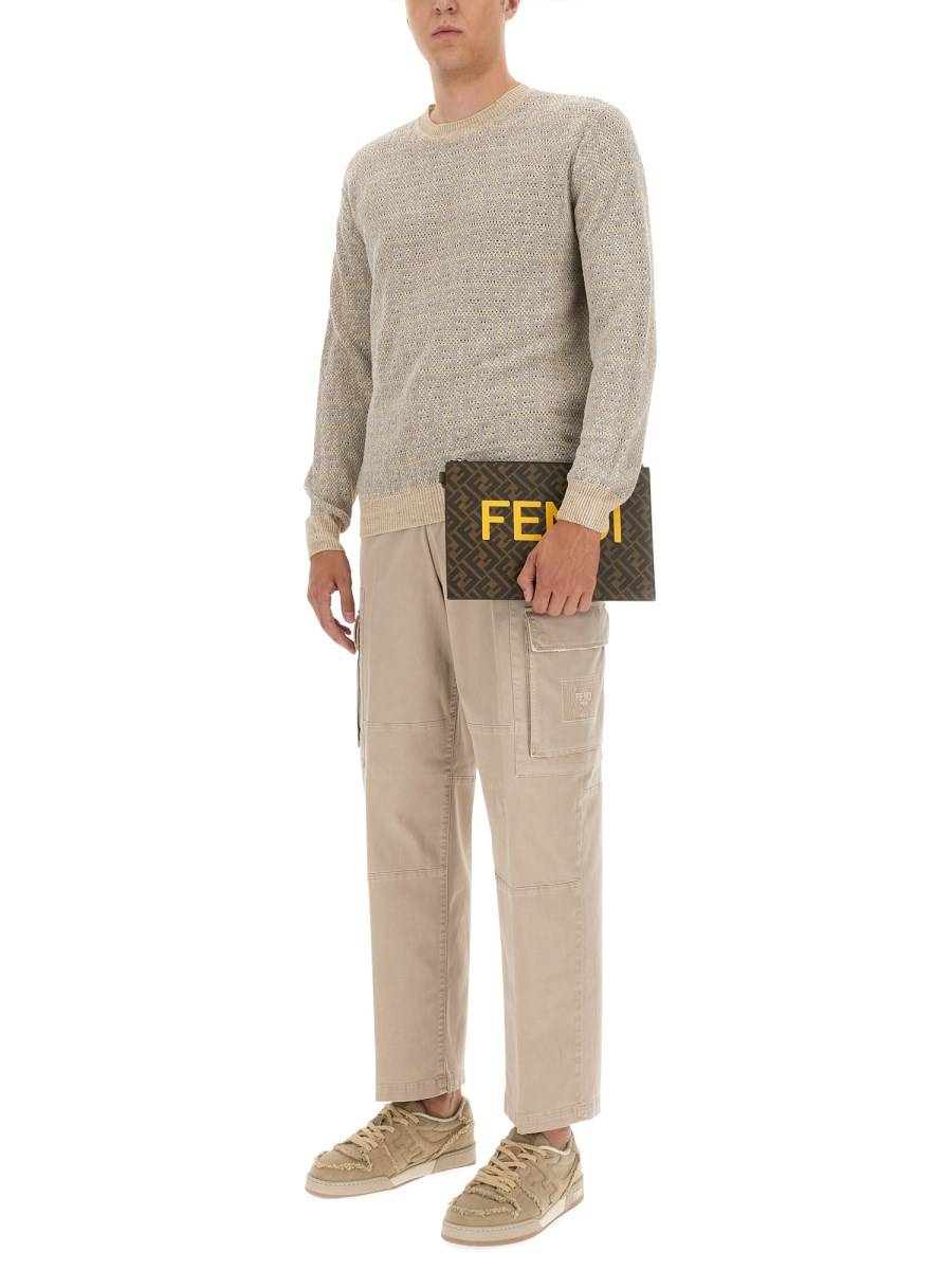 FENDI PANTALONE IN GABARDINA DI COTONE