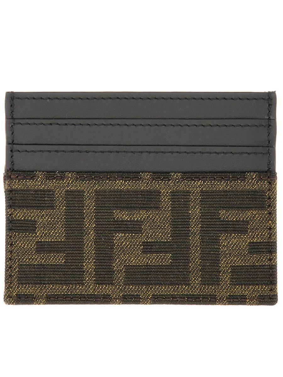 FENDI PORTA CARTE IN PELLE CON LOGO FF