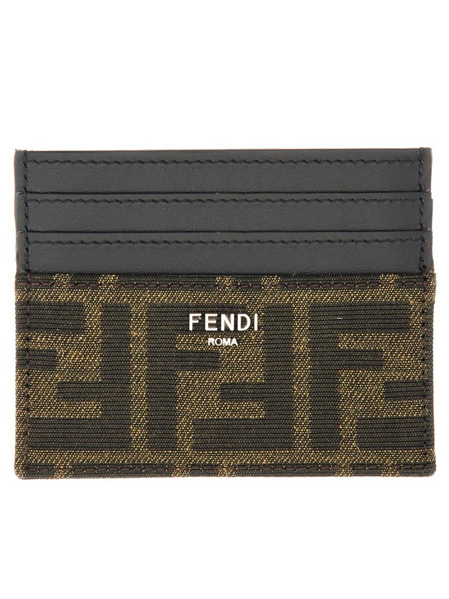 FENDI PORTA CARTE IN PELLE CON LOGO FF