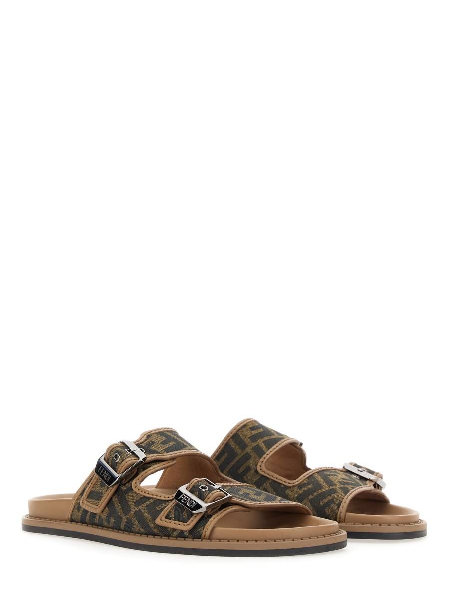 FENDI SANDALO FENDI FEEL IN PELLE E TESSUTO