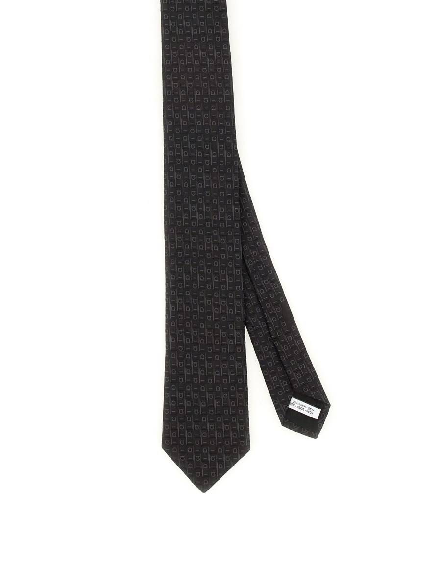 FERRAGAMO CRAVATTA JACQUARD GANCINI IN SETA