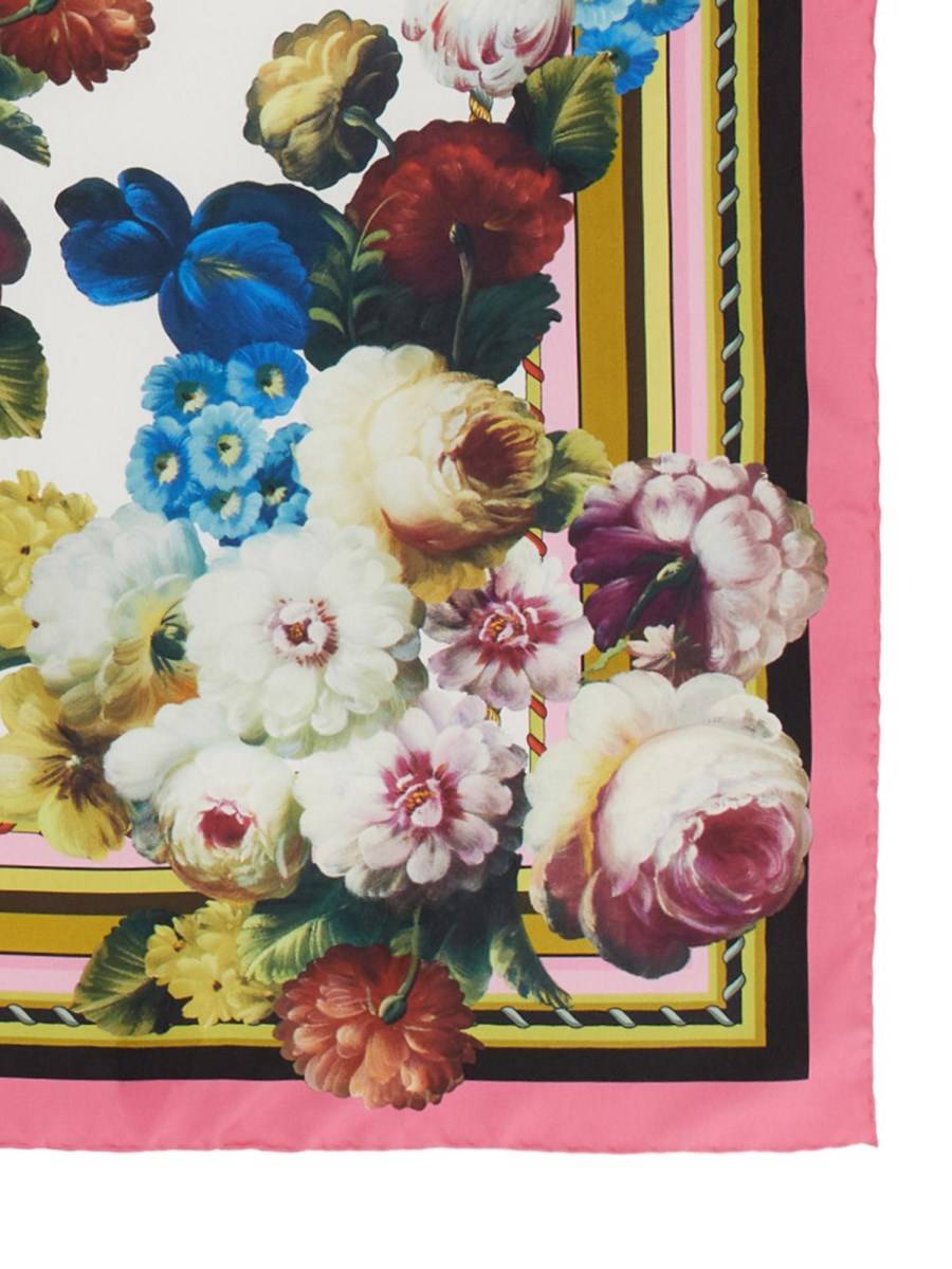 DOLCE & GABBANA FOULARD IN SETA CON STAMPA FIORE NOTTURNO