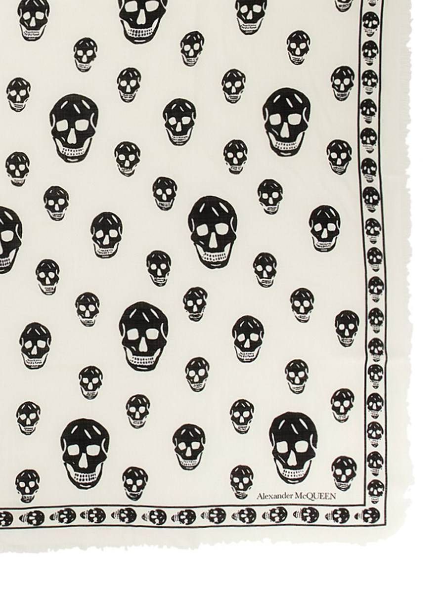 ALEXANDER McQUEEN FOULARD SKULL CLASSICO IN TWILL DI LANA