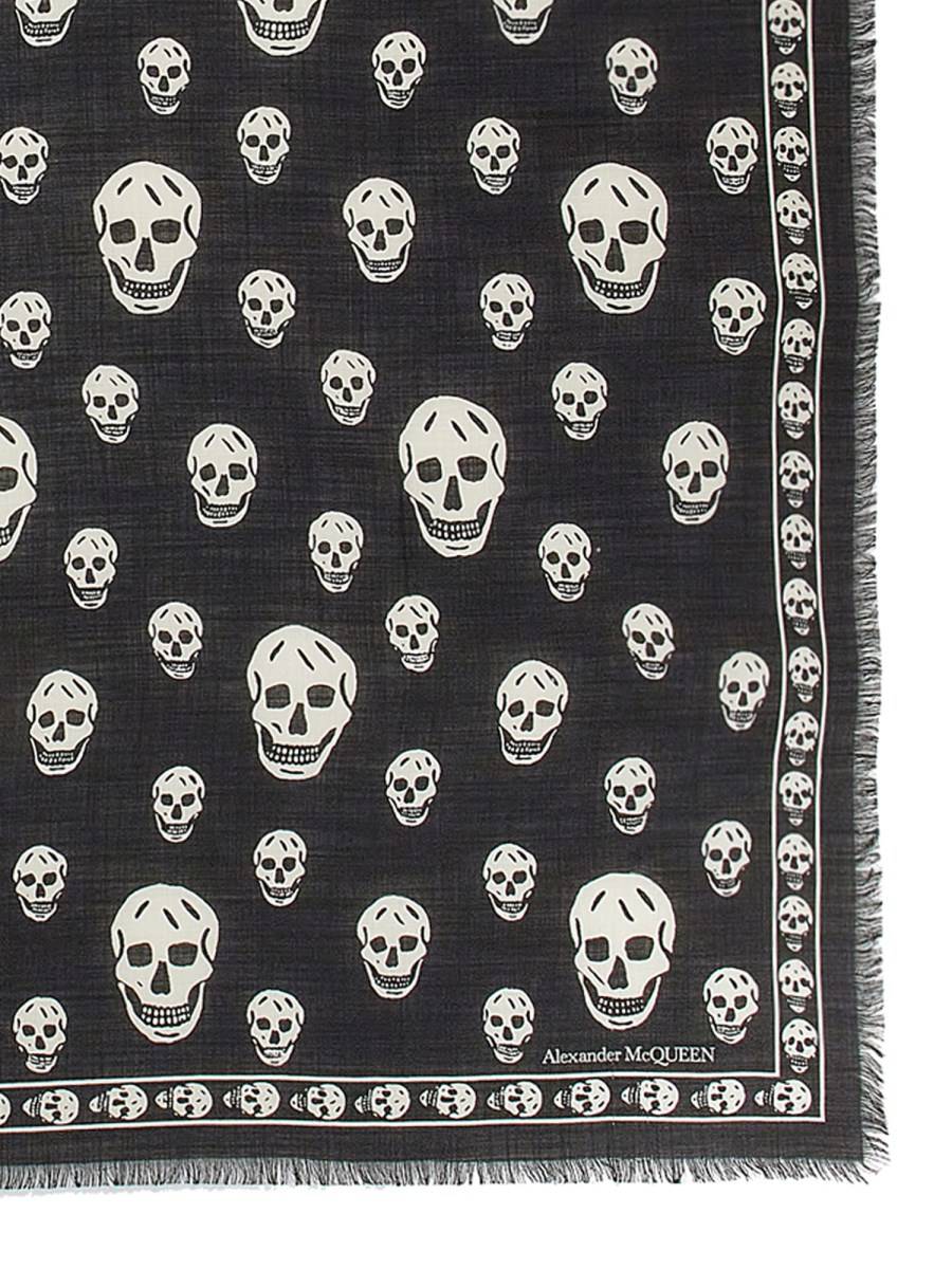 ALEXANDER McQUEEN FOULARD SKULL CLASSICO IN TWILL DI LANA