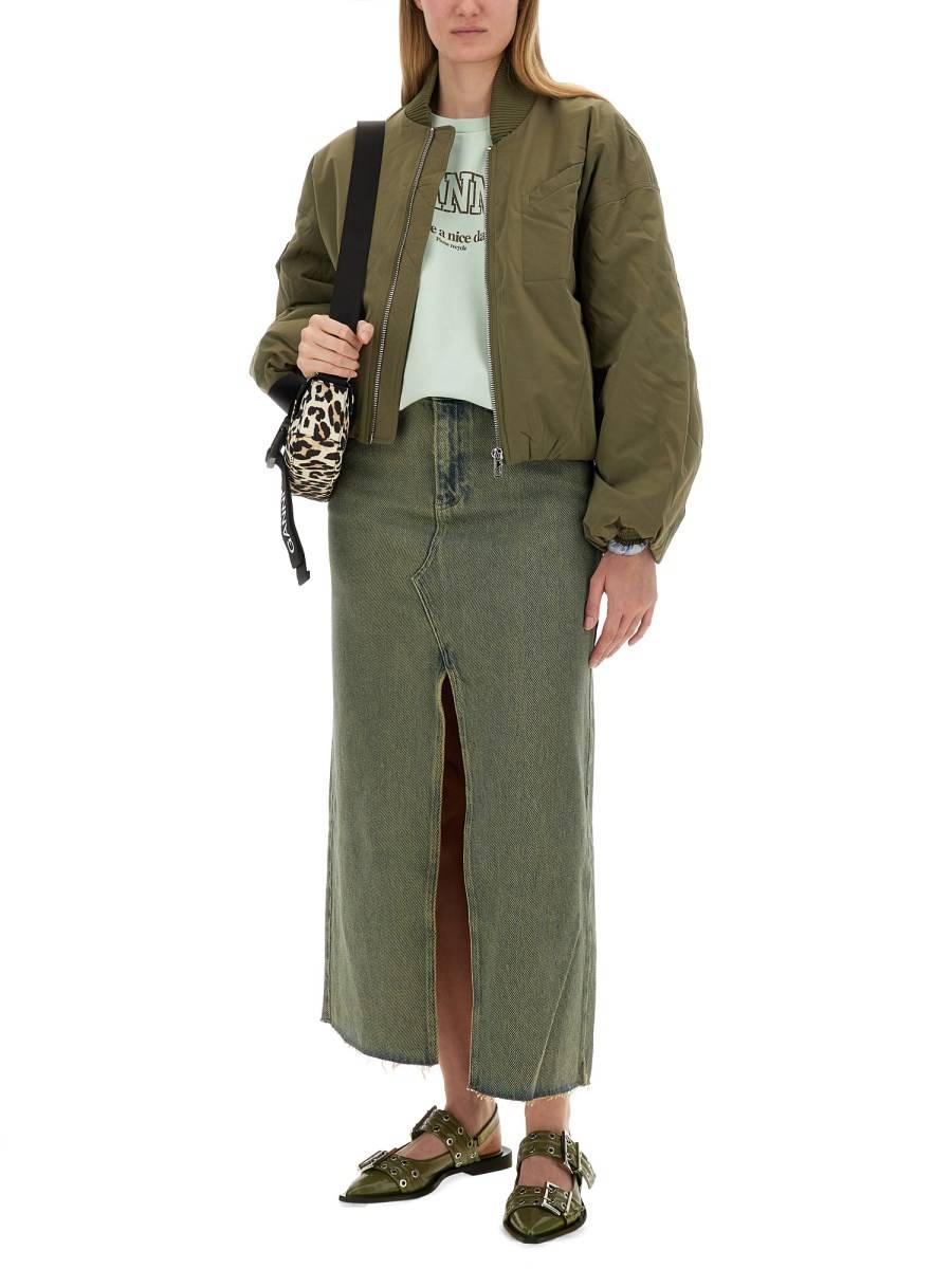 GANNI BOMBER OVERSIZED IN TWILL