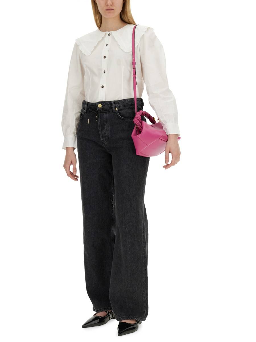 GANNI CAMICIA IN POPELINE DI COTONE CON ROUCHES