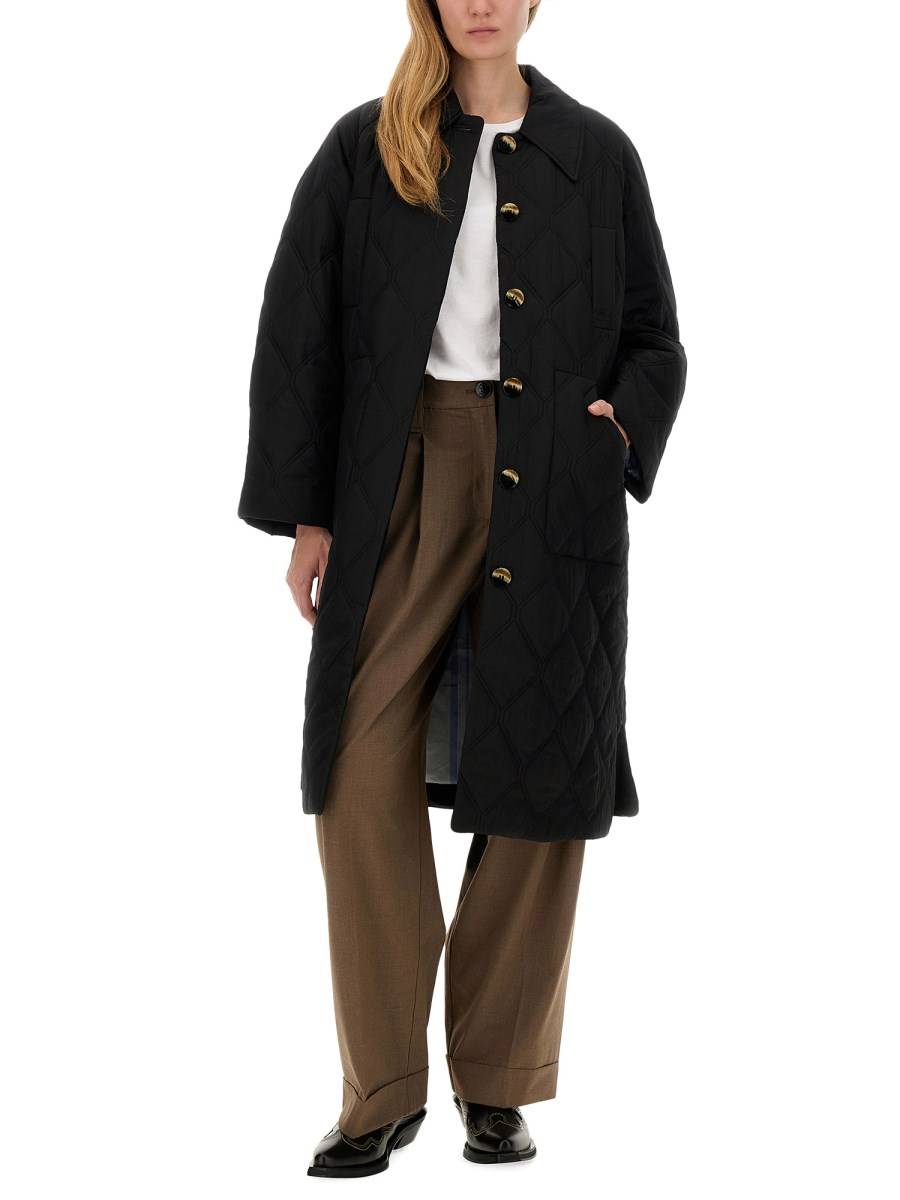GANNI CAPPOTTO IN NYLON CON MANICA RAGLAN