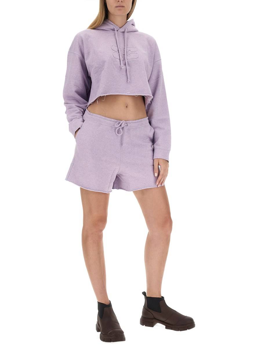 GANNI FELPA CROPPED IN COTONE