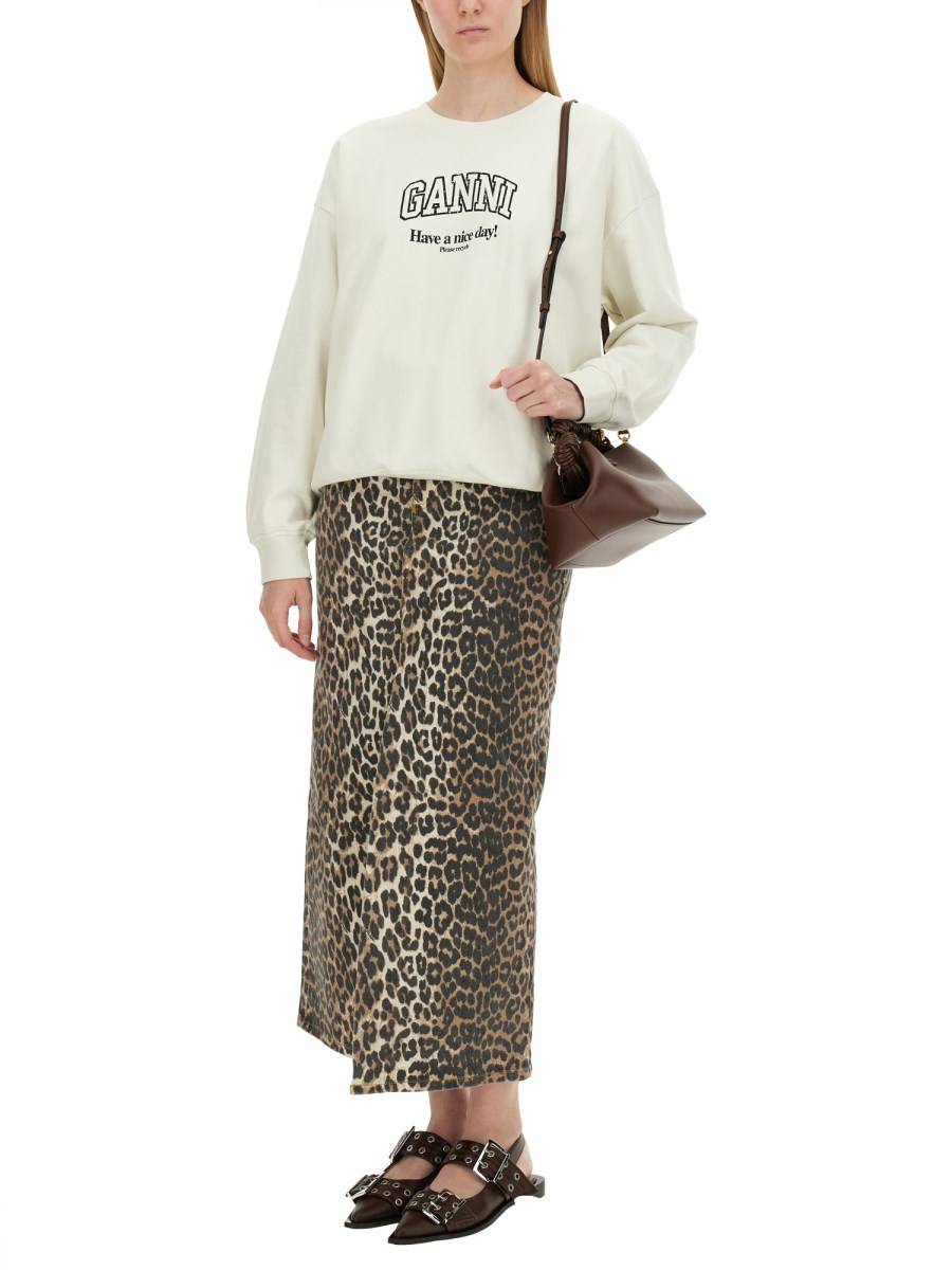 GANNI FELPA IN COTONE CON LOGO