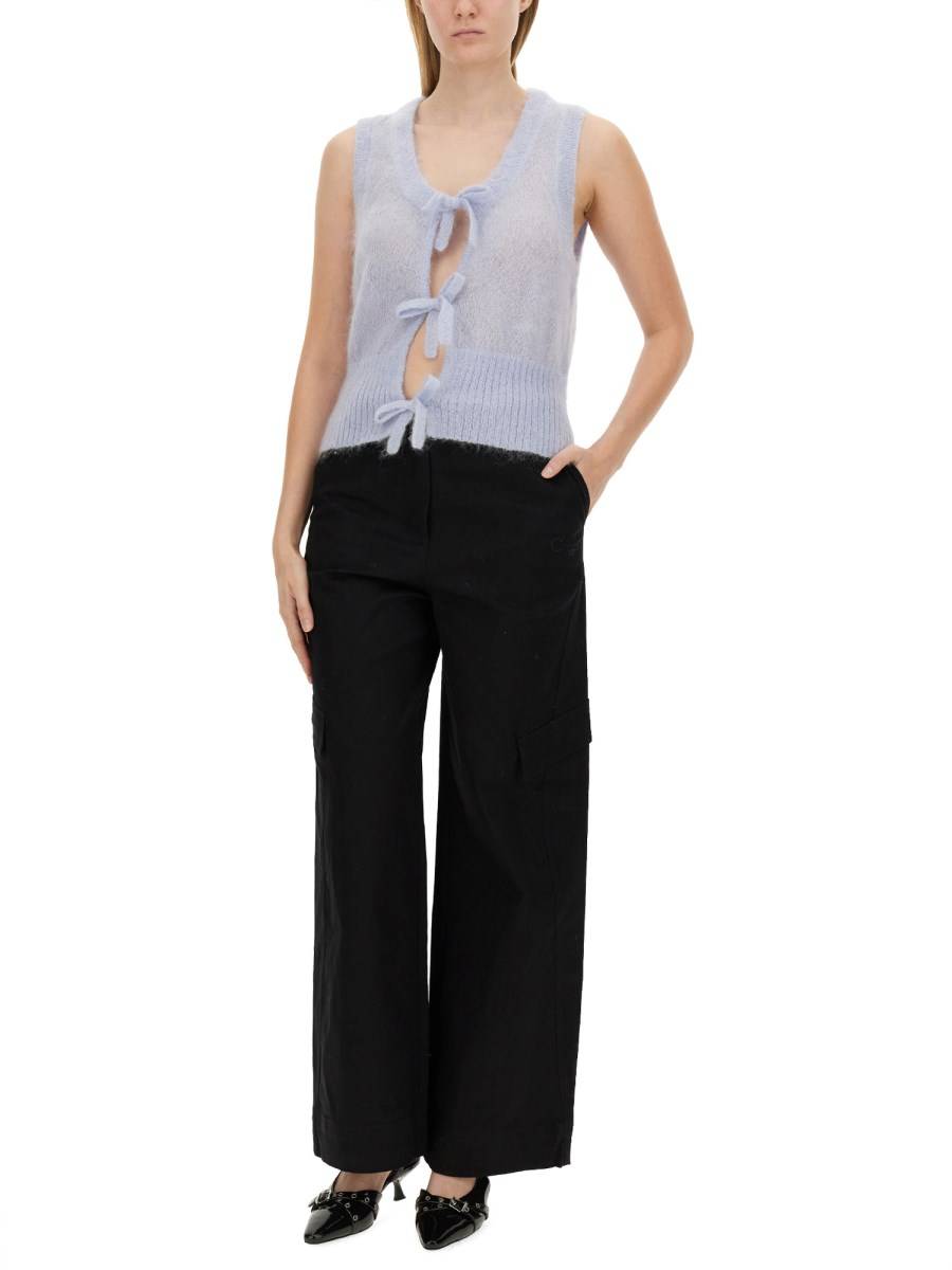 GANNI GILET CON FIOCCO IN MOHAIR