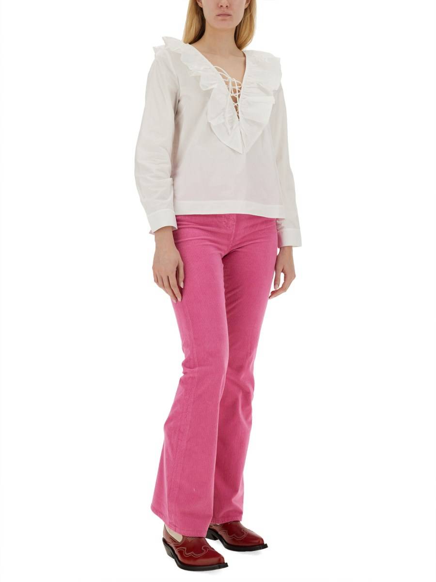 GANNI PANTALONE A COSTINE IN VELLUTO