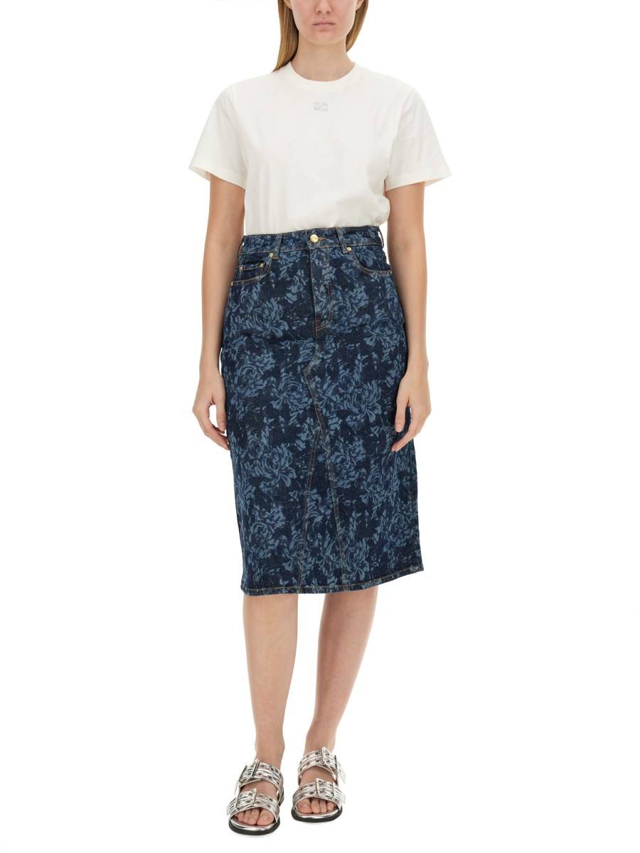 GANNI T-SHIRT IN JERSEY DI COTONE CON LOGO