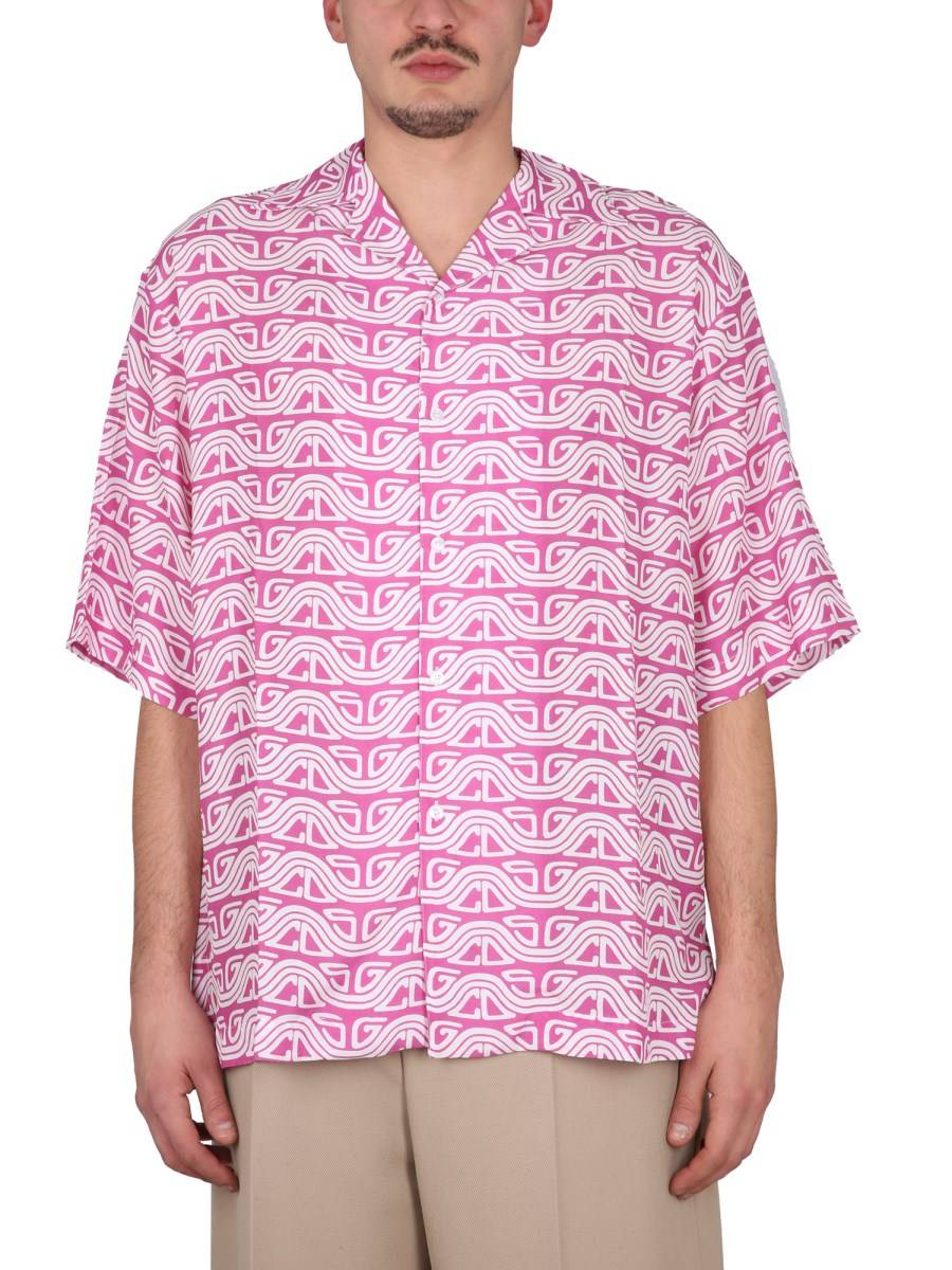 GCDS CAMICIA MONOGRAM WAVED