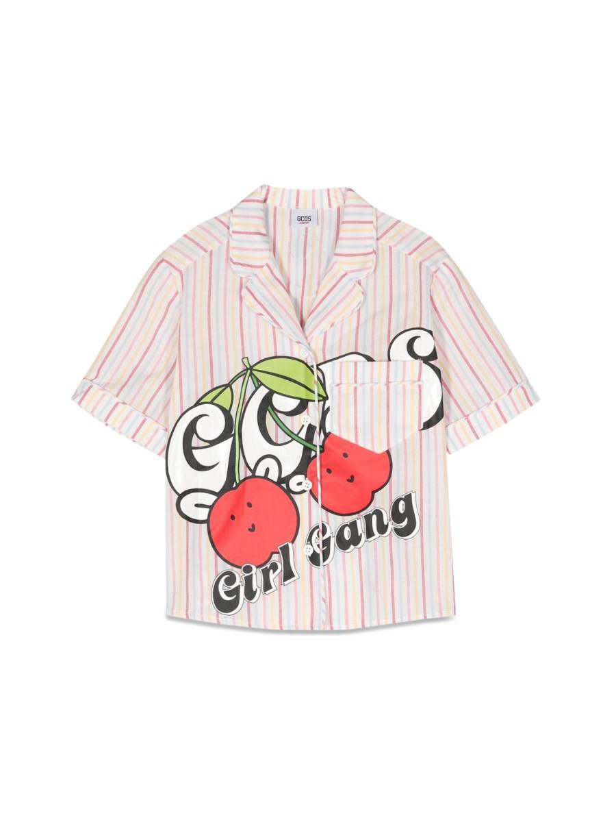 GCDS CAMICIA RIGHE STAMPA