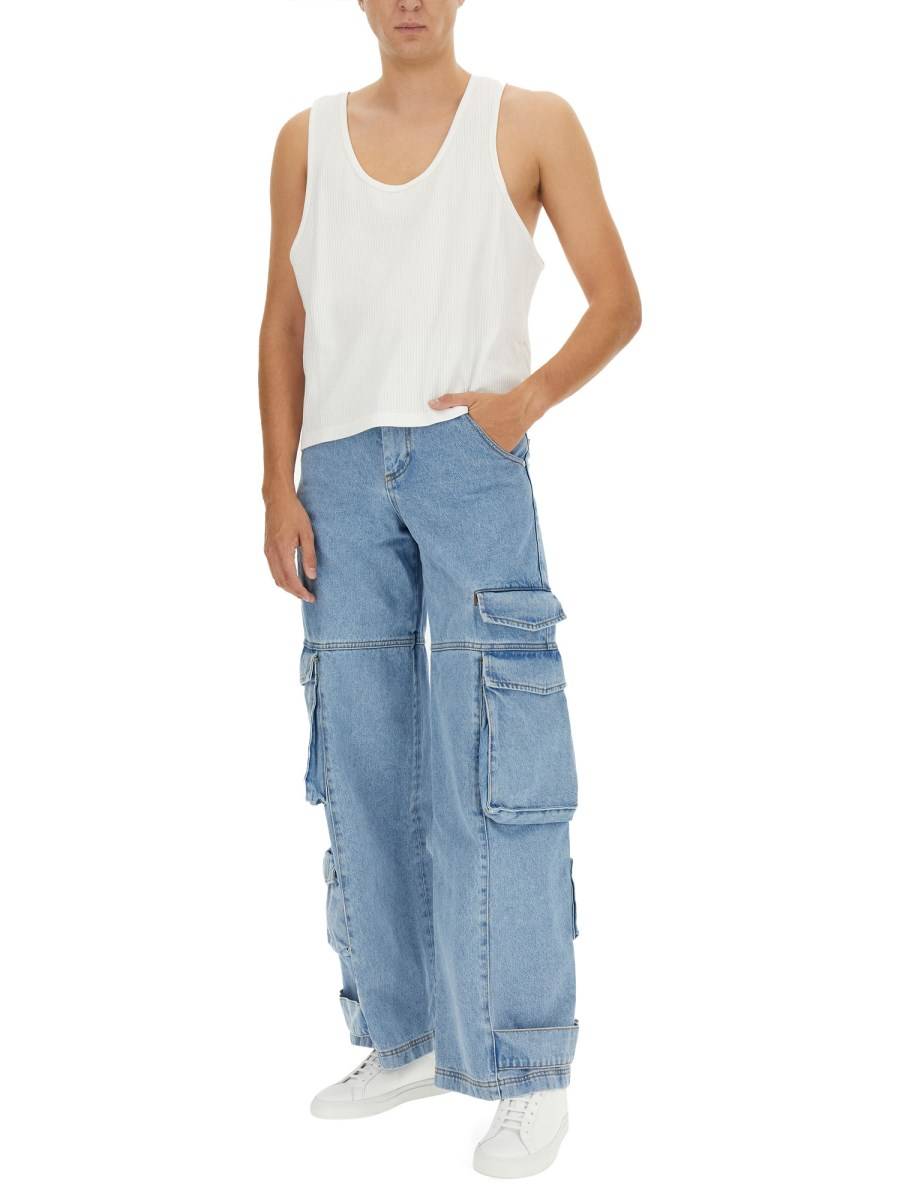 GCDS JEANS CARGO IN DENIM DI COTONE