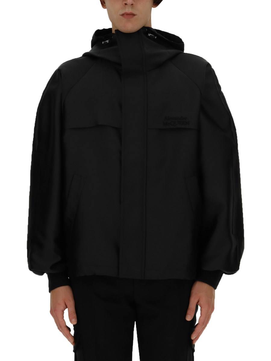 ALEXANDER McQUEEN GIACCA A VENTO "GRAFFITI" CON CAPPUCCIO