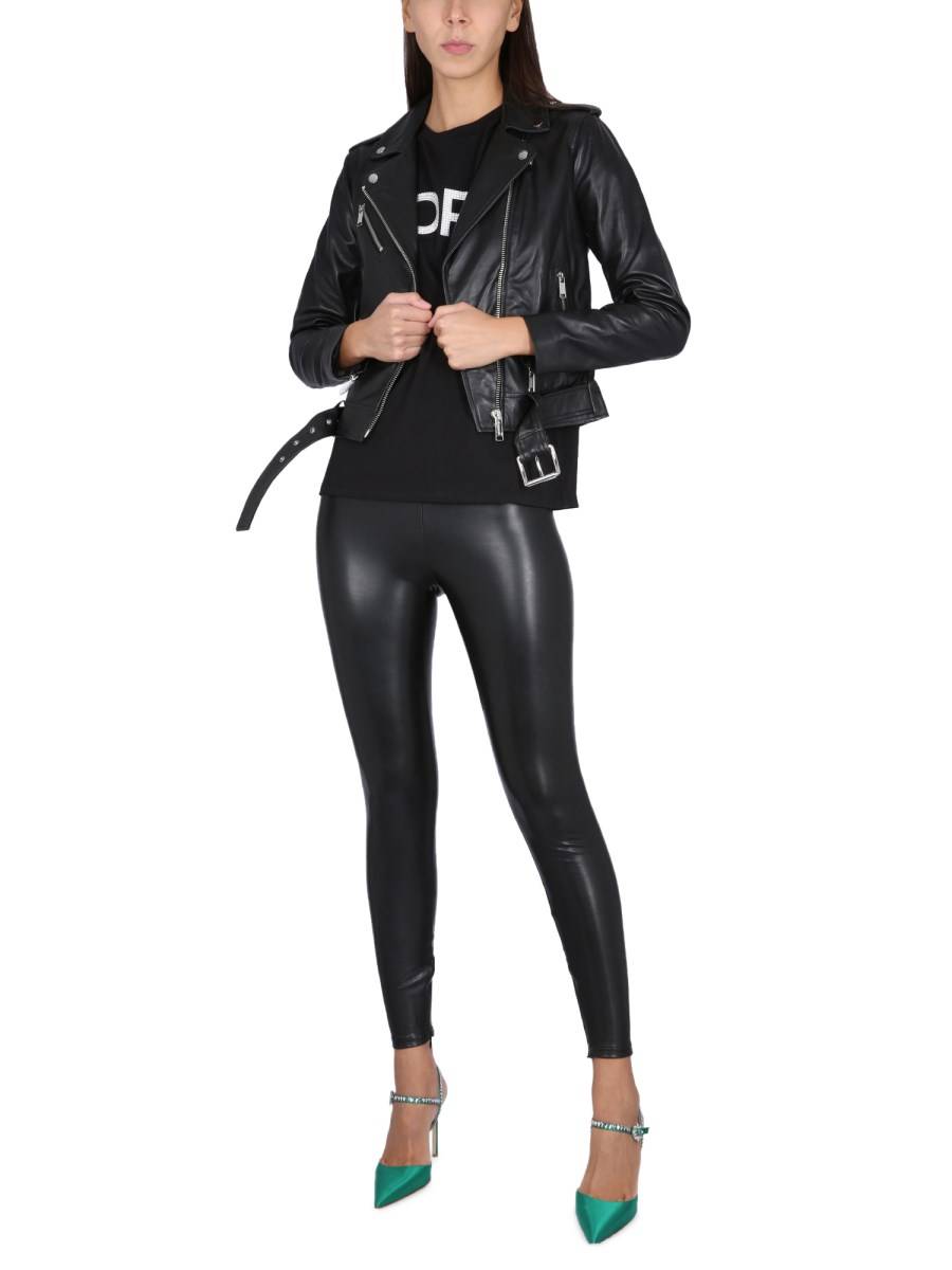 MICHAEL BY MICHAEL KORS GIACCA BIKER IN PELLE CON CINTURA