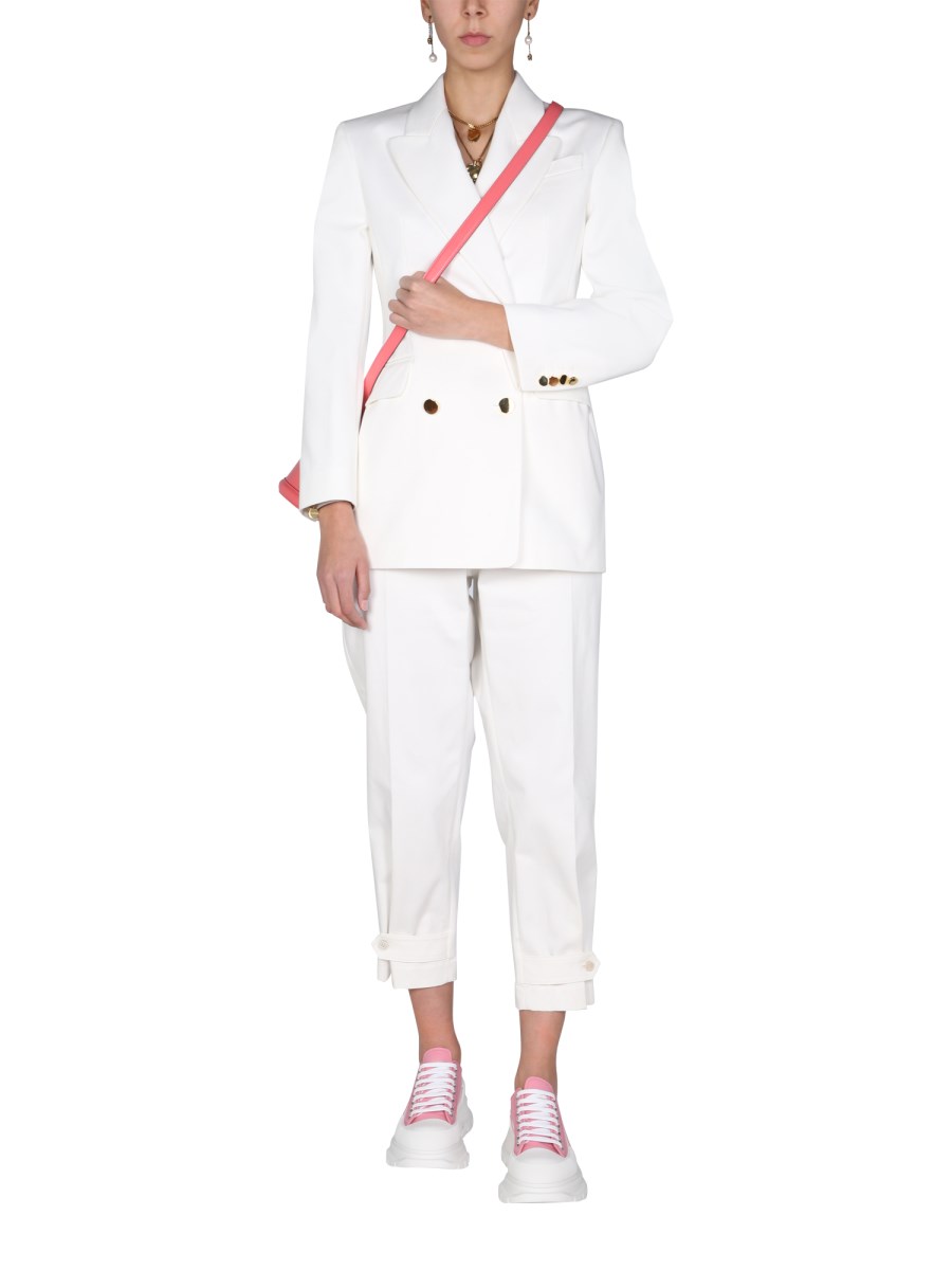 ALEXANDER McQUEEN GIACCA DOPPIOPETTO IN GABARDINE DI COTONE