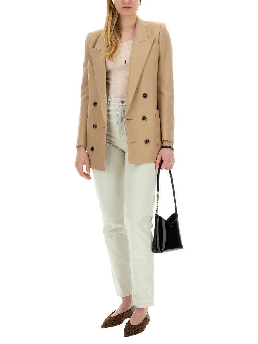 SAINT LAURENT GIACCA DOPPIOPETTO IN GABARDINE DI LANA
