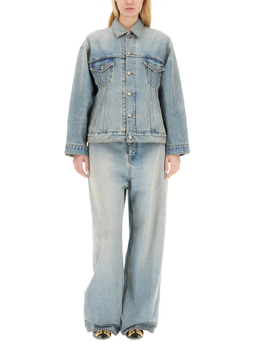 BALENCIAGA GIACCA HOURGLASS IN DENIM DI COTONE GIAPPONESE