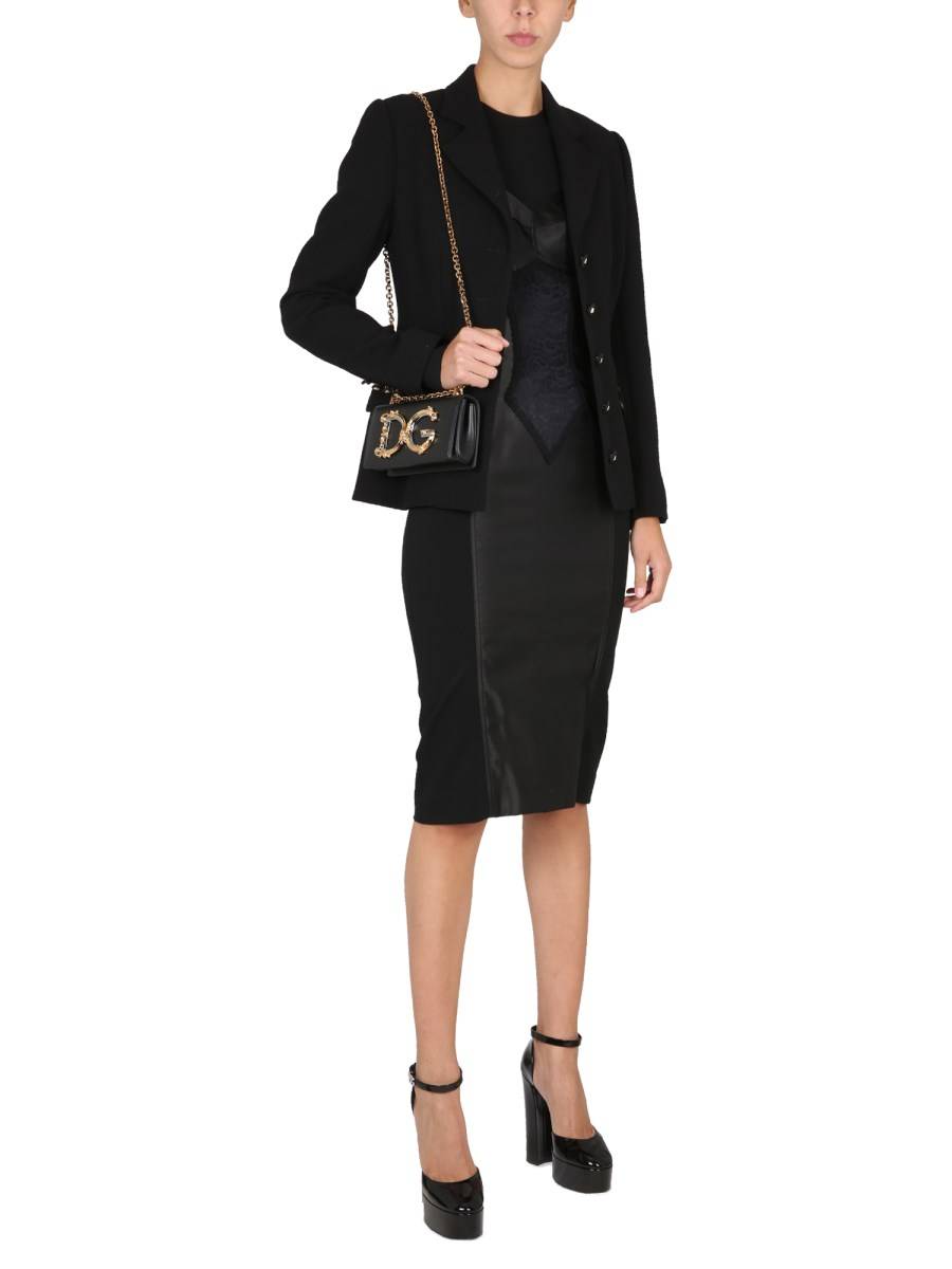 DOLCE & GABBANA GIACCA IN CREPE DI LANA CON BOTTONE LOGATO
