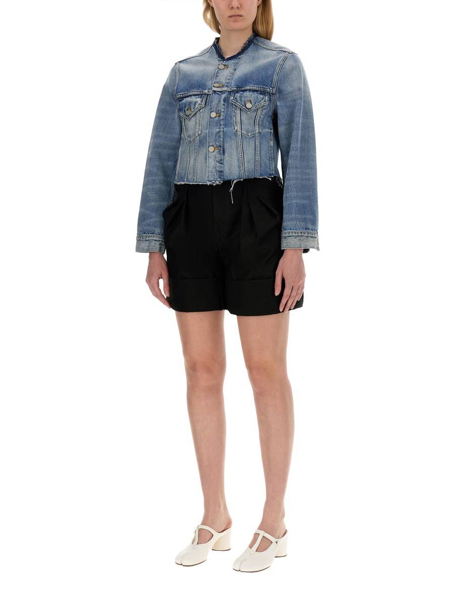 MAISON MARGIELA GIACCA IN DENIM CROPPED SENZA COLLETTO