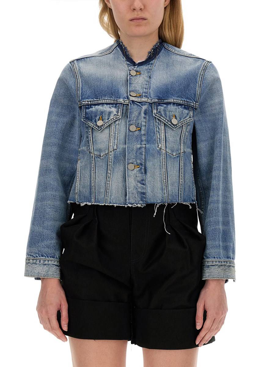 MAISON MARGIELA GIACCA IN DENIM CROPPED SENZA COLLETTO