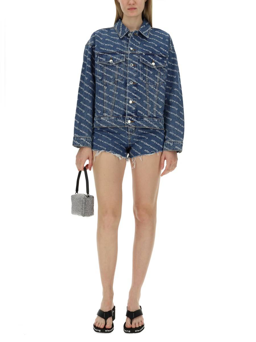 ALEXANDERWANG.T GIACCA IN DENIM DI COTONE CON LOGO ALL OVER