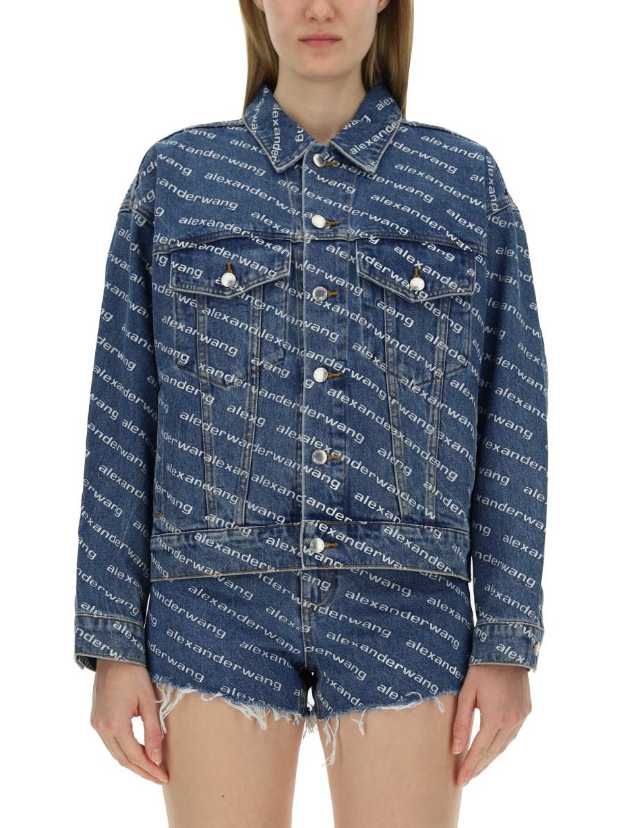 ALEXANDERWANG.T GIACCA IN DENIM DI COTONE CON LOGO ALL OVER