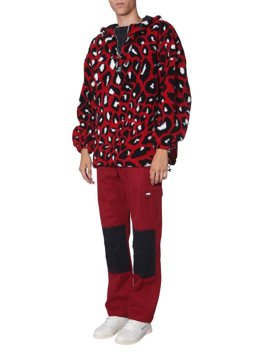 MSGM GIACCA IN SHEARLING CON CAPPUCCIO E FANTASIA ANIMALIER
