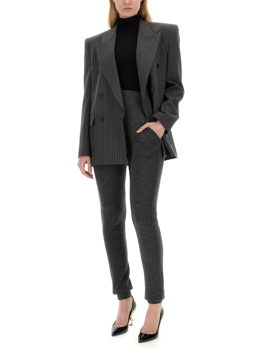 SAINT LAURENT GIACCA OVERSIZE IN FLANELLA DI LANA A RIGHE