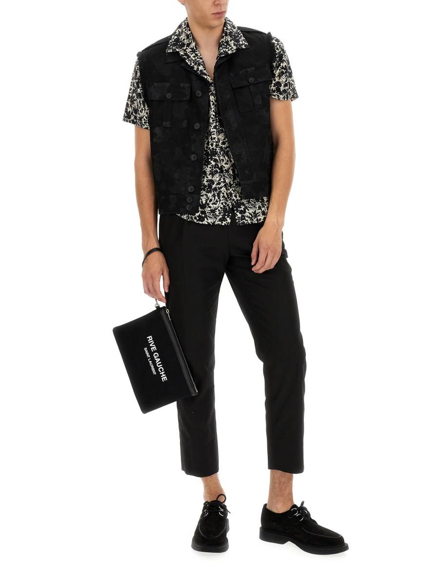 SAINT LAURENT GIACCA SMANICATA IN GABARDINE DI LINO E COTONE