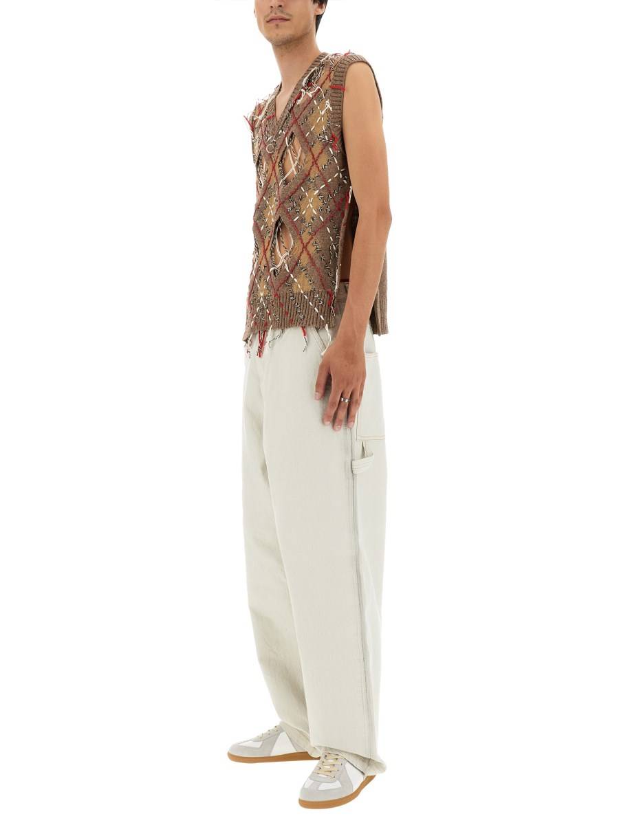 MAISON MARGIELA GILET CON MOTIVO A LOSANGHE CUT-OUT