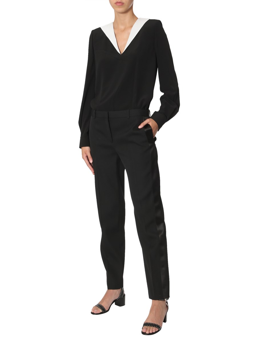 GIVENCHY PANTALONE IN LANA CON BANDE LATERALI