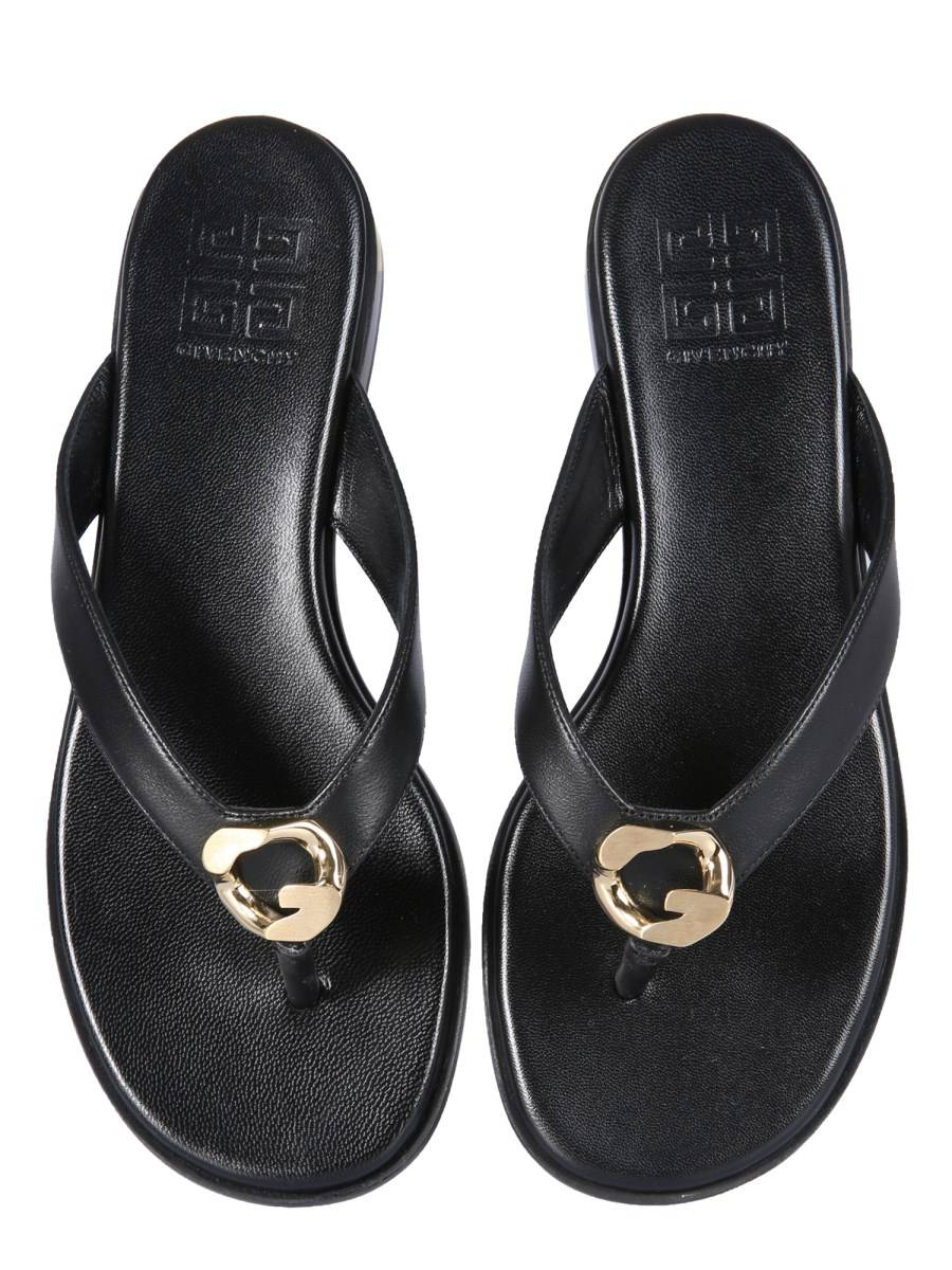 GIVENCHY SANDALO INFRADITO IN PELLE CON G CHAIN