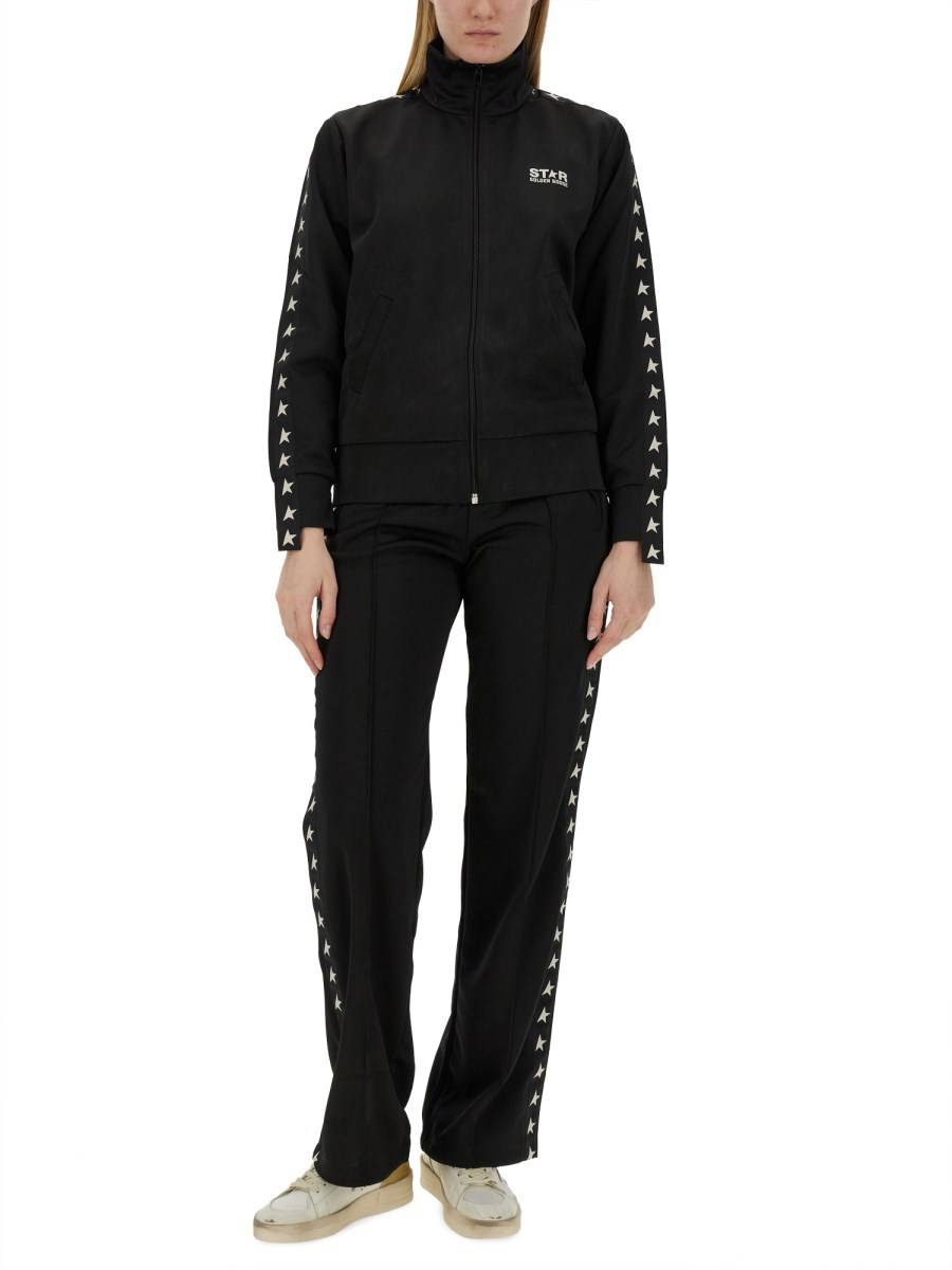 GOLDEN GOOSE FELPA DENISE CON BANDE LOGATE