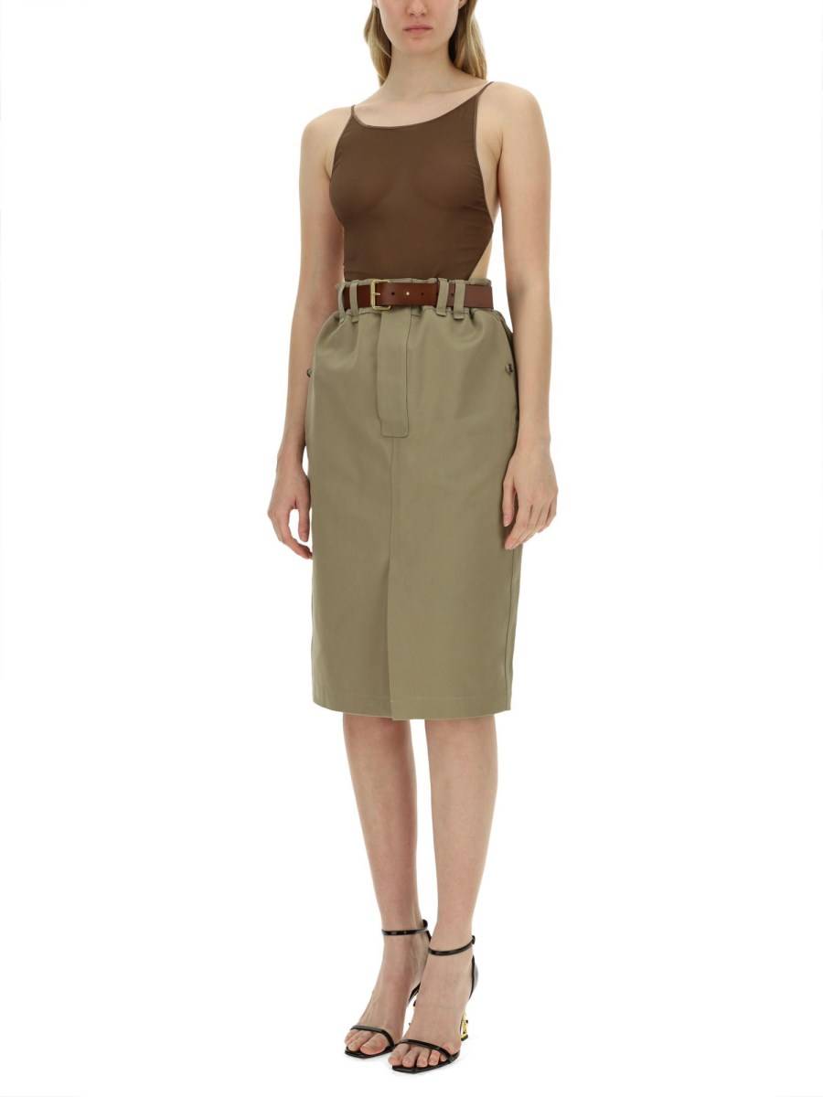 SAINT LAURENT GONNA A MATITA IN GABARDINE DI COTONE