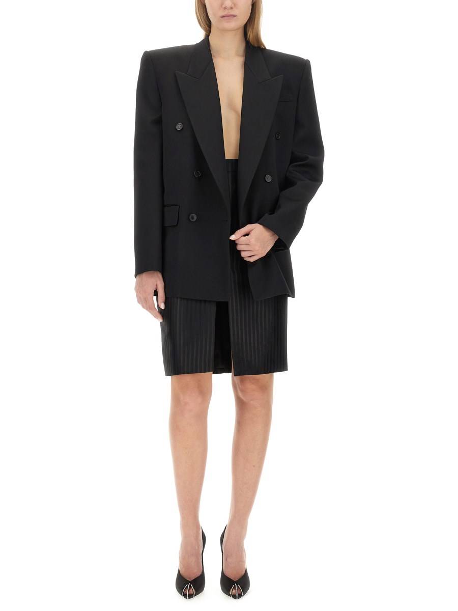 SAINT LAURENT GONNA A MATITA IN LANA E SETA A RIGHE