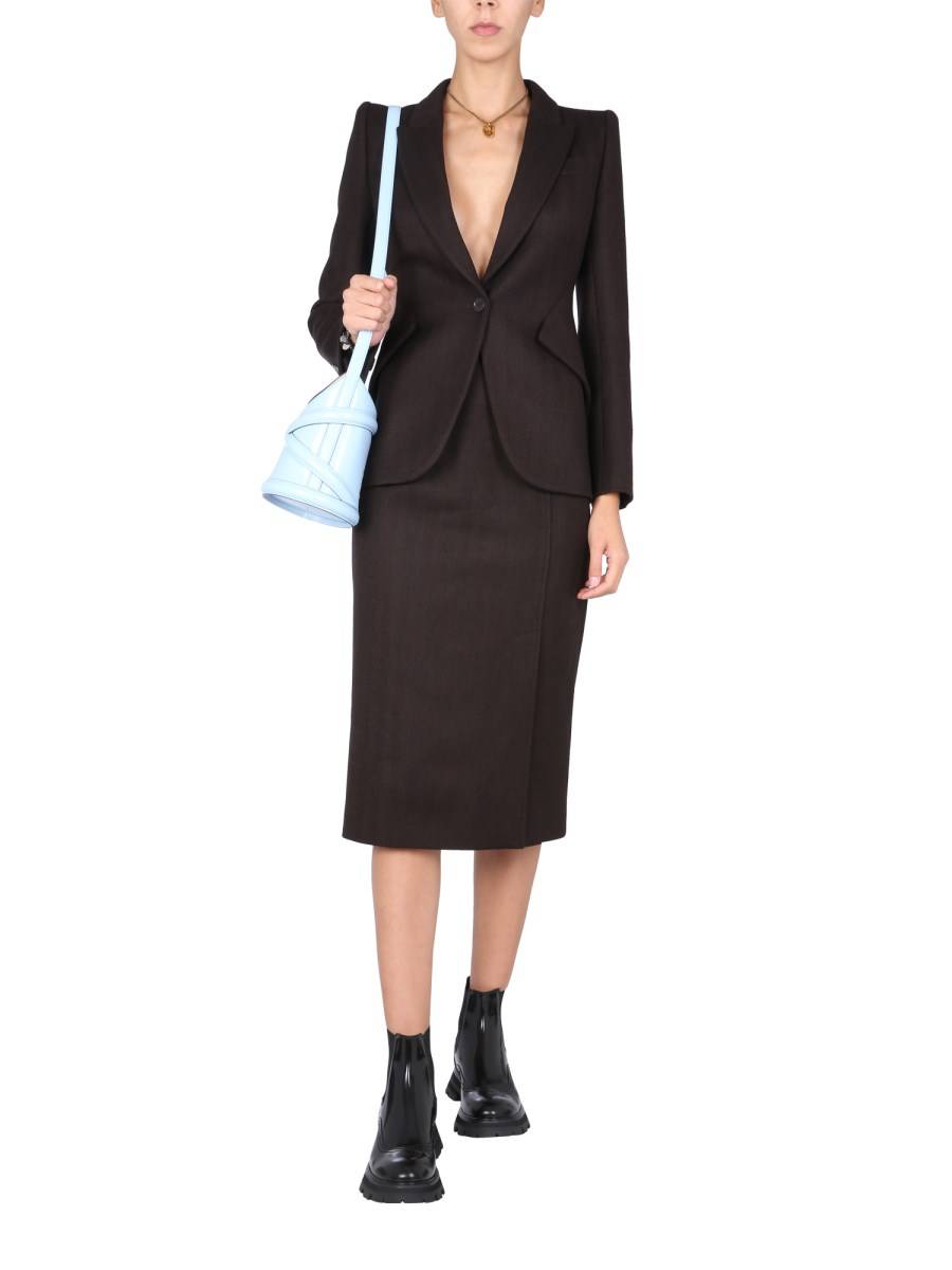 ALEXANDER McQUEEN GONNA A VITA ALTA IN MISTO CASHMERE