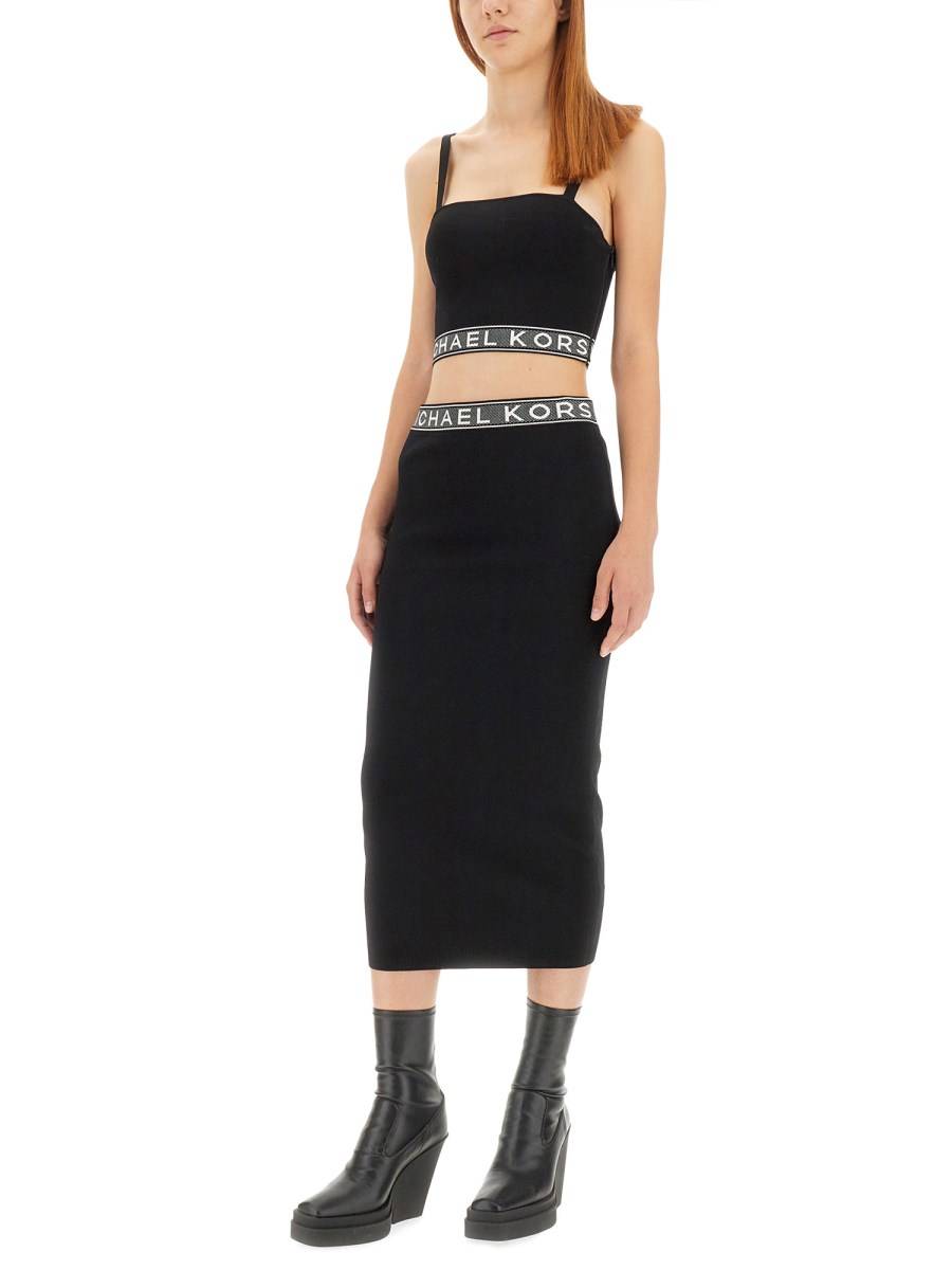 MICHAEL BY MICHAEL KORS GONNA MIDI IN VISCOSA CON BANDA LOGO