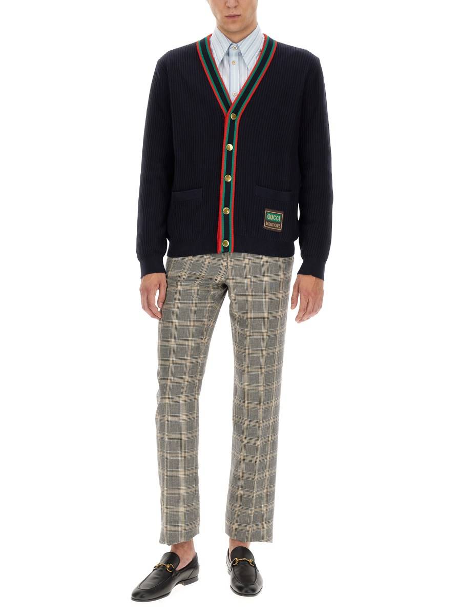 GUCCI CAMICIA A RIGHE IN COTONE CON RICAMO