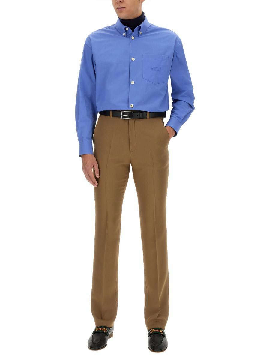 GUCCI CAMICIA IN COTONE CON RICAMO GUCCI
