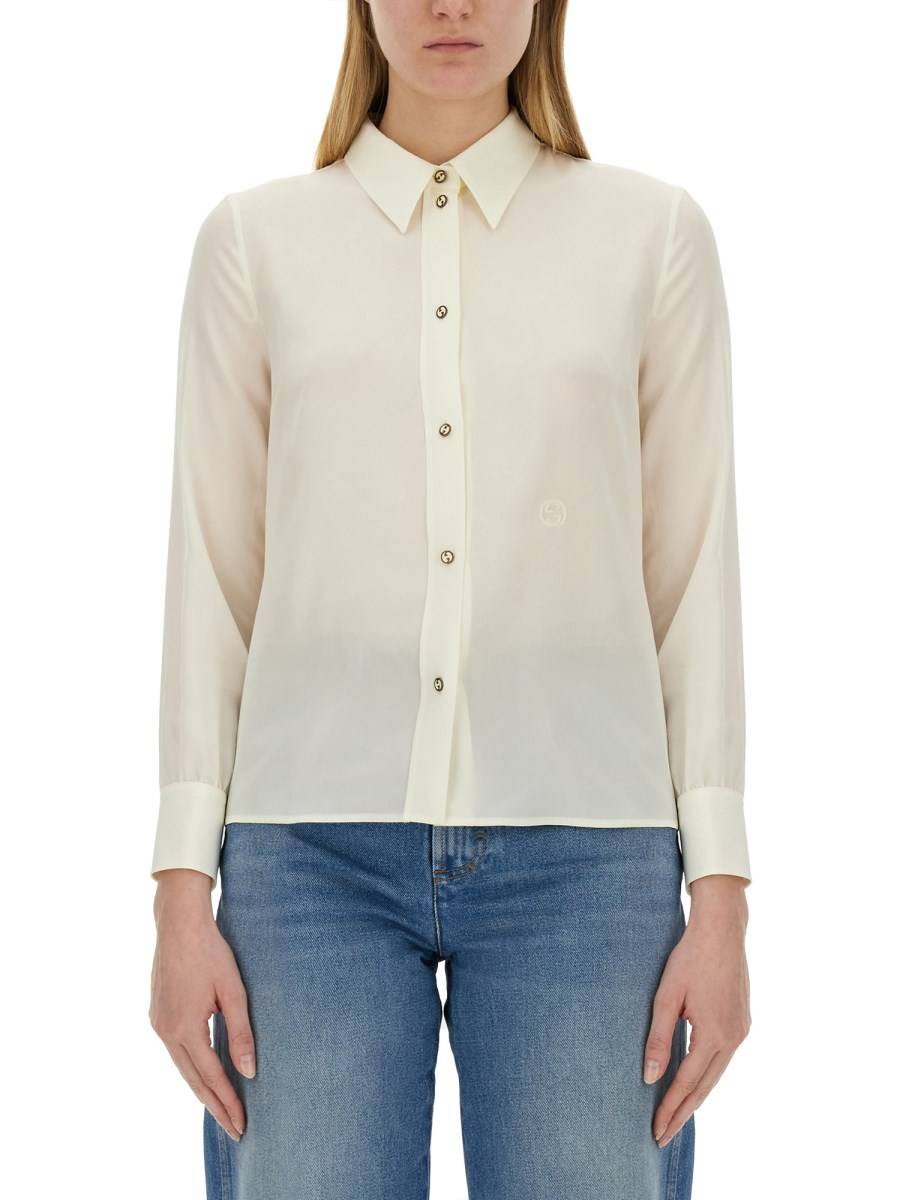 GUCCI CAMICIA IN CRÊPE DE CHINE E SETA