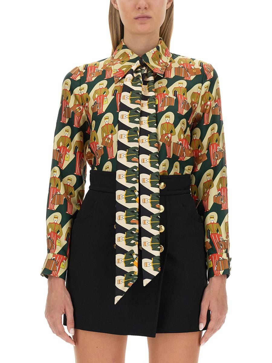GUCCI CAMICIA IN SETA CON STAMPA PORTER GUCCI