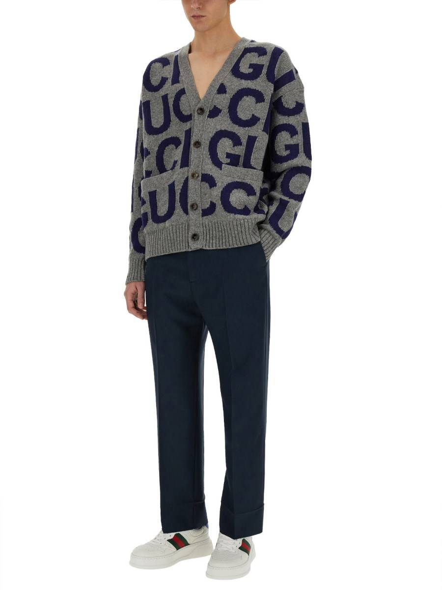 GUCCI CARDIGAN IN LANA CON INTARSIO GUCCI