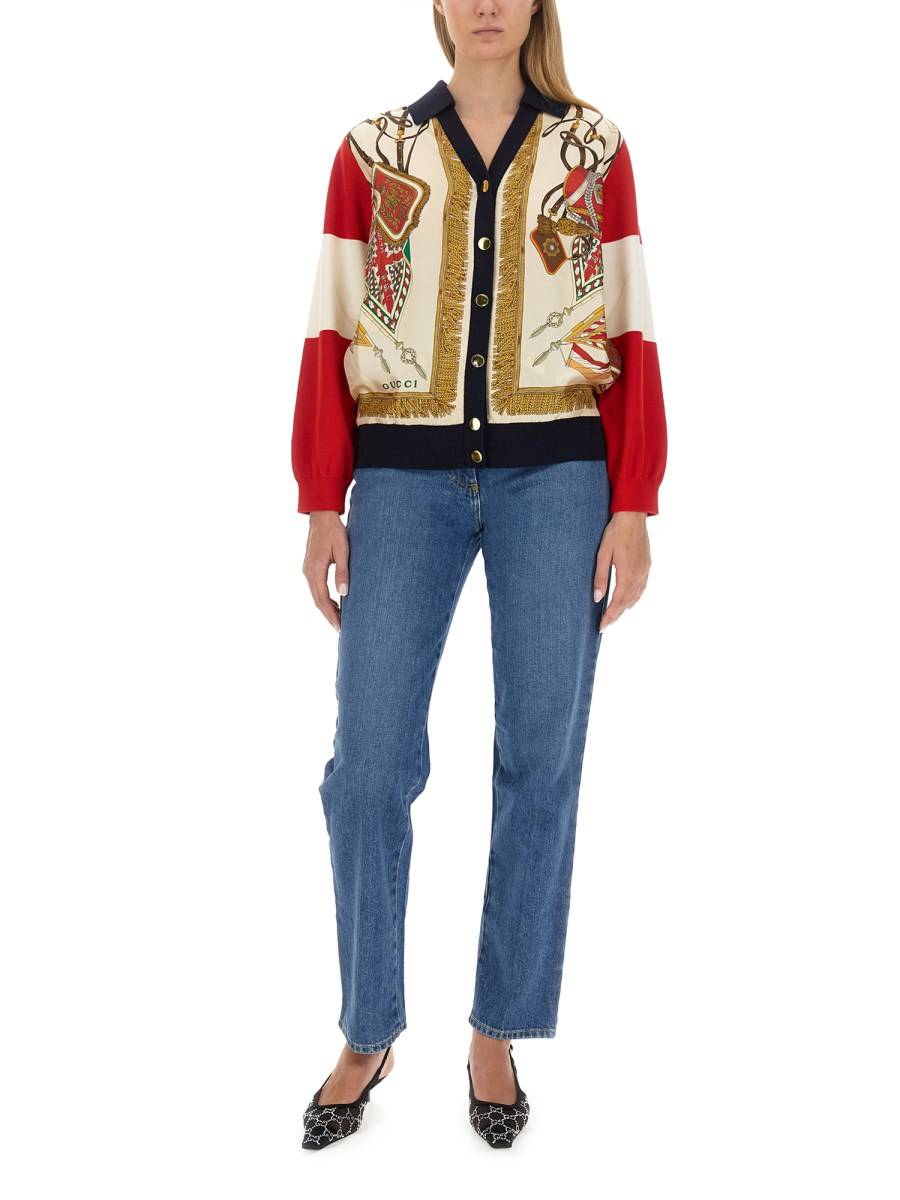 GUCCI CARDIGAN IN LANA EXTRAFINE CON STAMPA