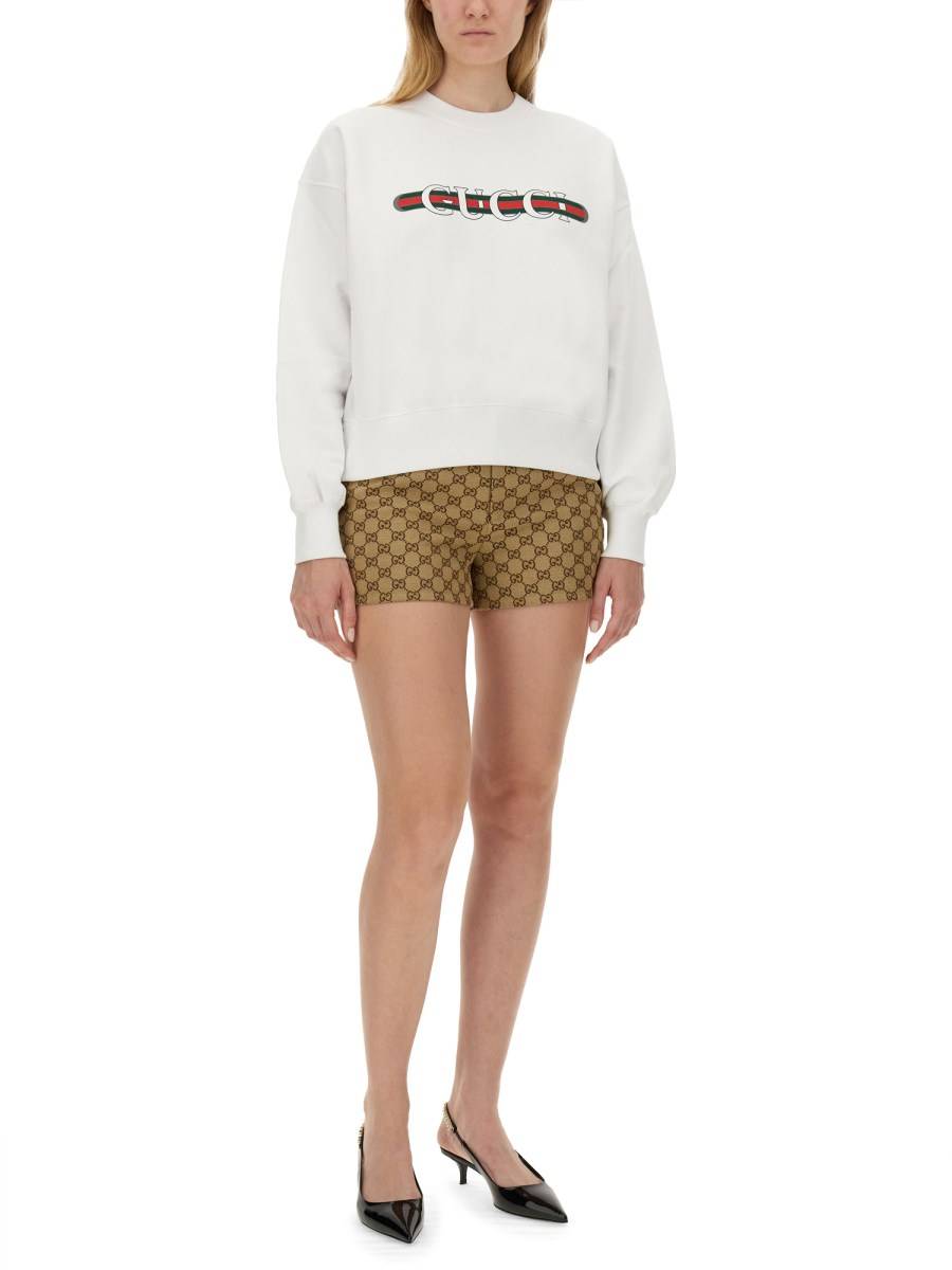 GUCCI FELPA IN JERSEY DI COTONE CON STAMPA LOGO
