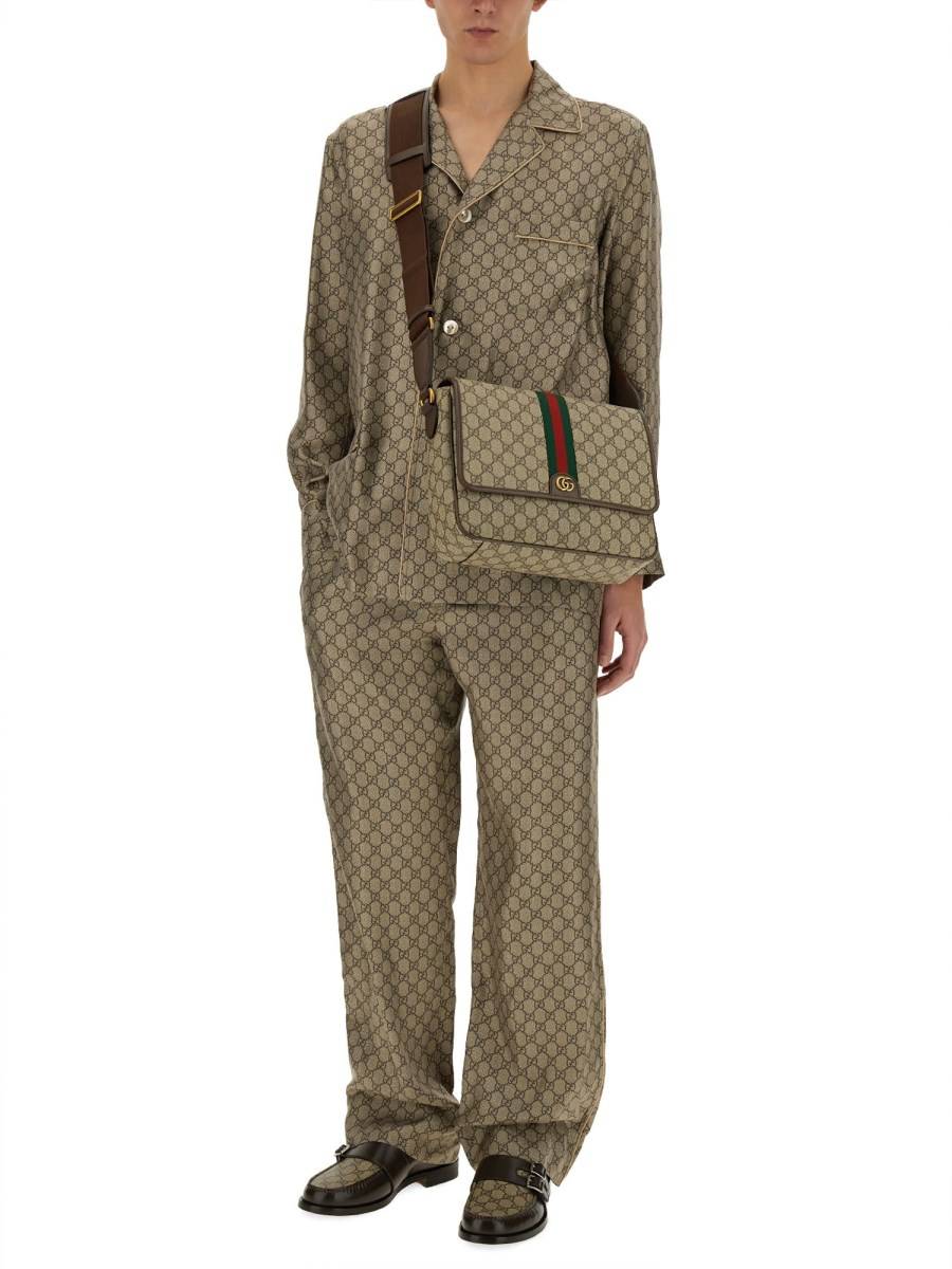 GUCCI GIACCA IN SETA CON STAMPA GG SUPREME